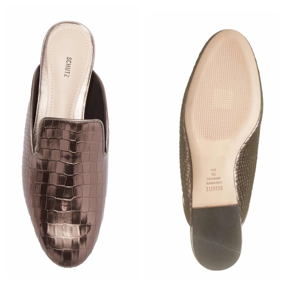 Schutz Avamel Croc Embossed Leather Mule Loafer - Picture 8 of 8